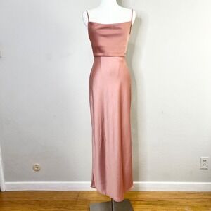 Sachin & Babi Cali Satin Cowl Neck Spaghetti Strap Midi Dress Formal Size 2